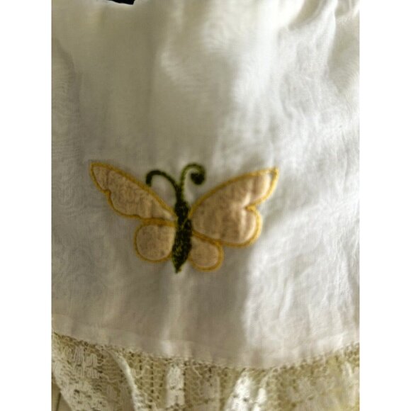 Vintage NANNETTE Pale Yellow Embroidered Butterflies Sheer Baby Dress Lace USA - Picture 11 of 14